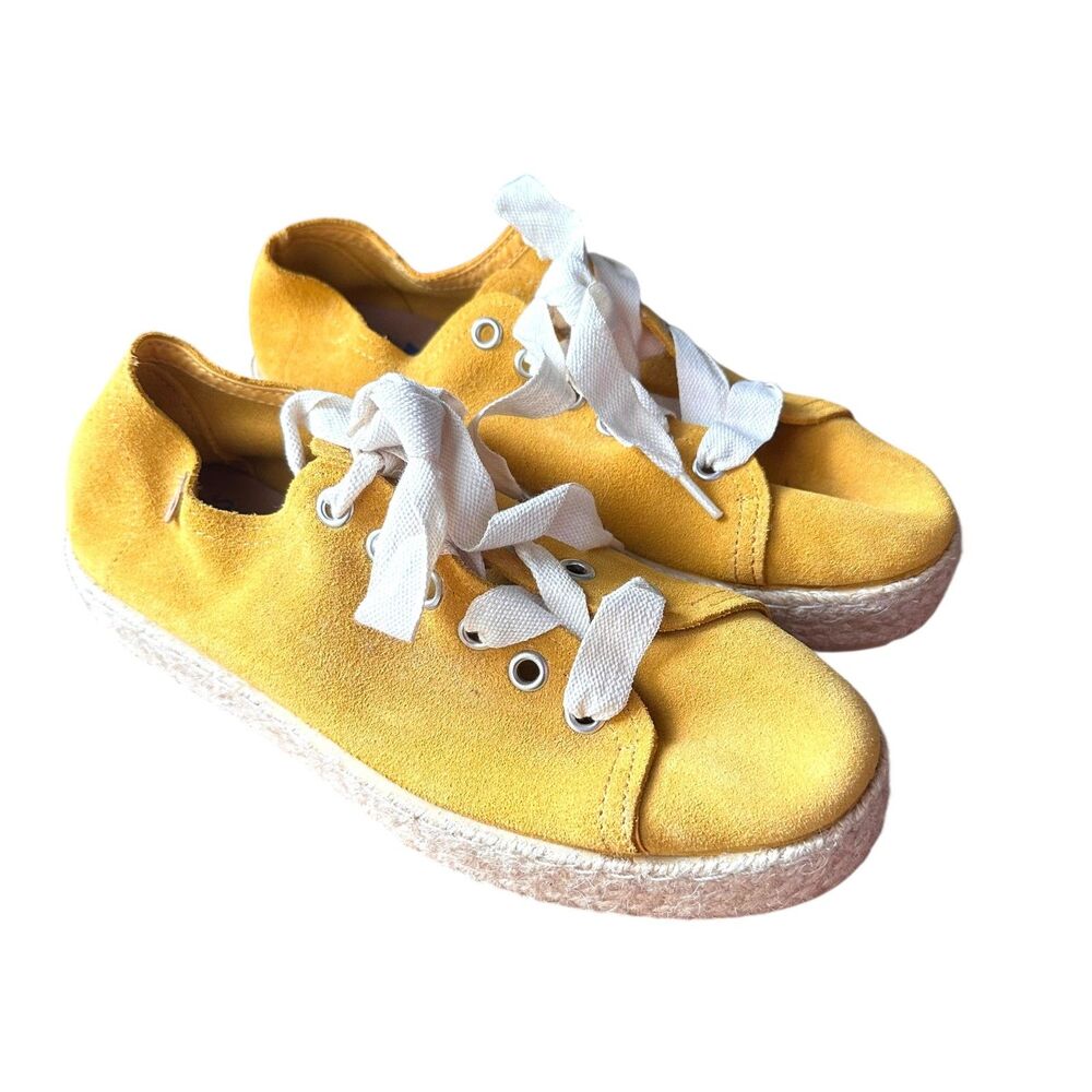 NEW NWOB VERBENAS Suede Espadrille Sneaker Yellow Sz 37
